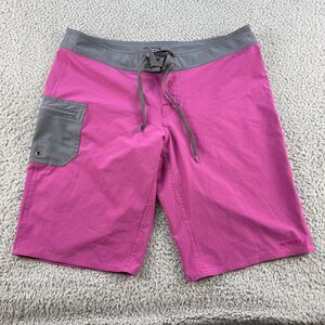 Patagonia Girona Board Shorts Womens 12 Pink Amaranth Gray Surf Swim Stretch